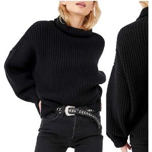 Free People, Black Oversized Sweater